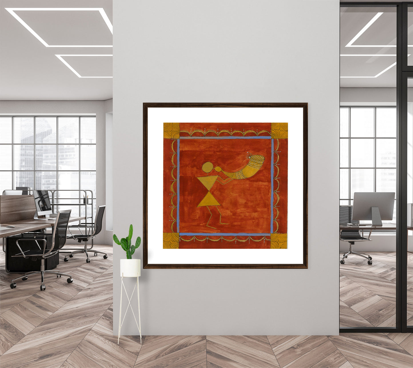 Ethnic Warli Folk Wall Art - V - Traditional Indian Print - ZenS Art