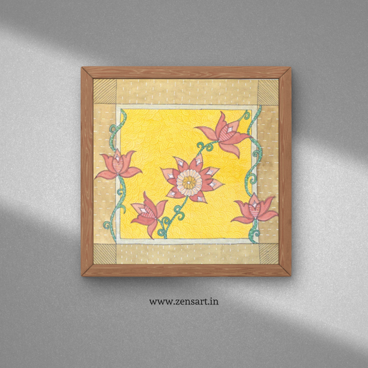 Lotus Floral Folk Art Printable | Cottagecore Wall Decor | Instant Download