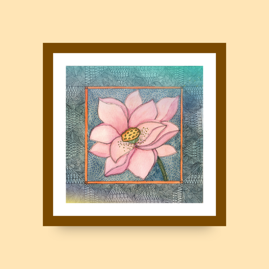 Pink Lotus Printable | Botanical Folk Art | Meditation Room Decor Download I Digital Download