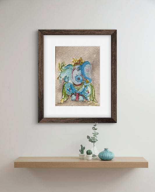 Ganesha Watercolour Painting Fine Art Print - ZenS Art