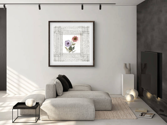 September Birth Flowers Art - Modern Botanical Fine Art Print - ZenS Art