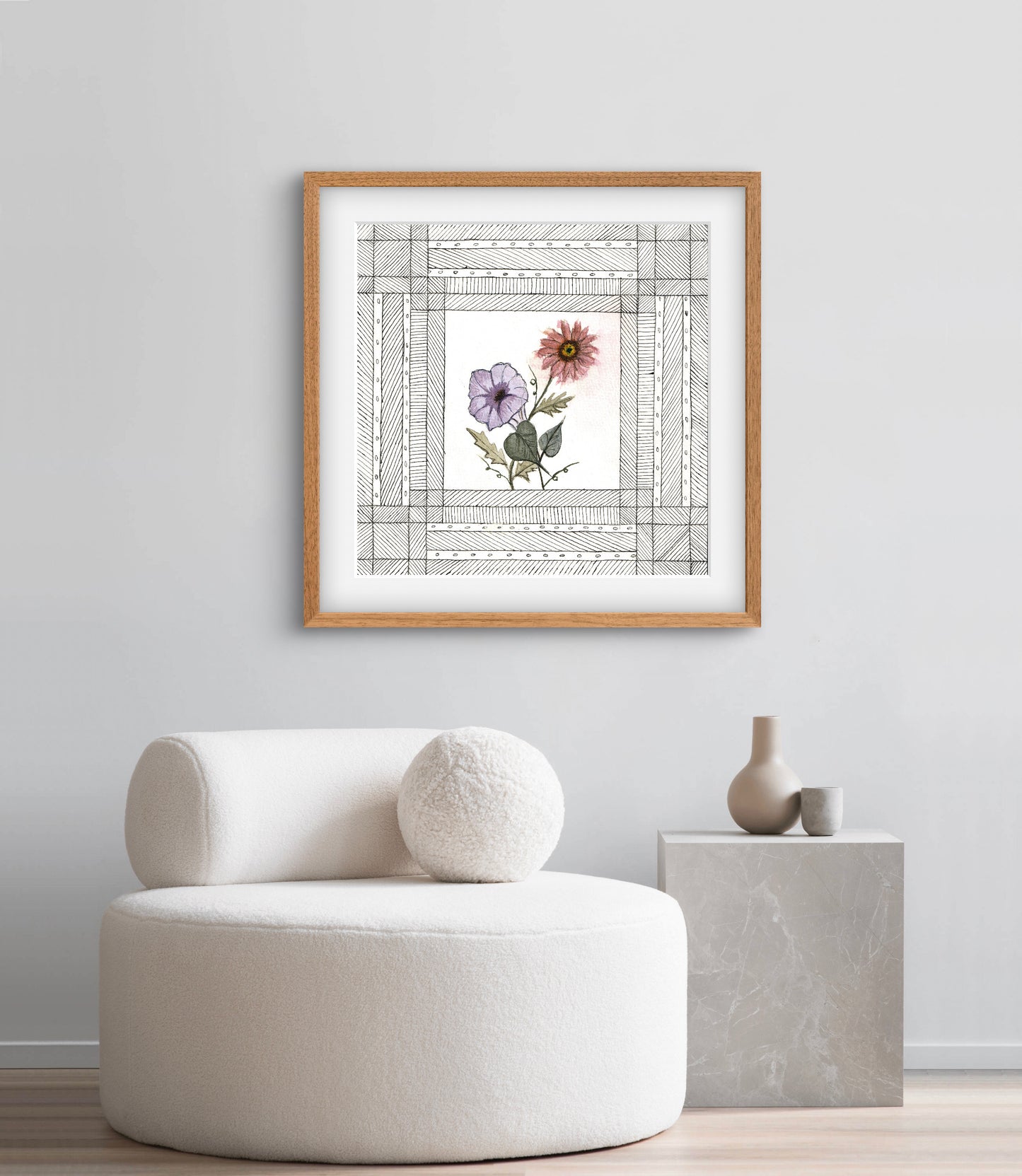 September Birth Flowers Art - Modern Botanical Fine Art Print - ZenS Art