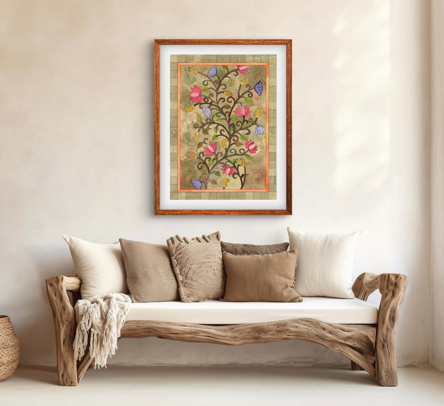 "Madhubani Floral Art - Traditional Indian Folk Artwork Print | ZenS Art"