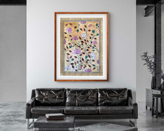 "Madhubani Floral Art - Traditional Indian Folk Motif Print | ZenS Art"