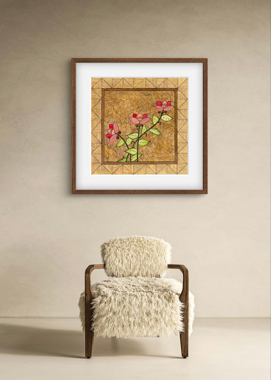 "Madhubani Motif Artwork - Traditional Indian Folk Art Print | ZenS Art"