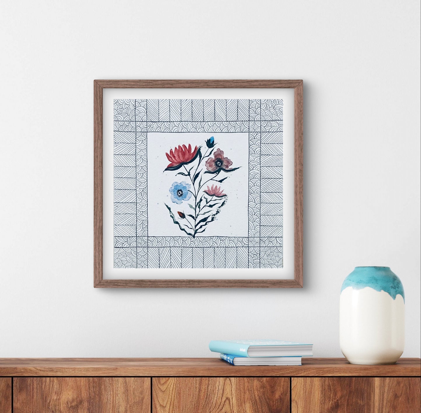 Modern Waterlily Art Print - July Birth Flower Wall Decor | ZenS Art