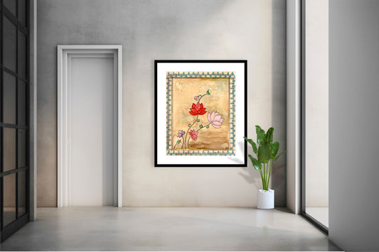 "Madhubani Floral Art - Traditional Indian Folk Artwork Print | ZenS Art"
