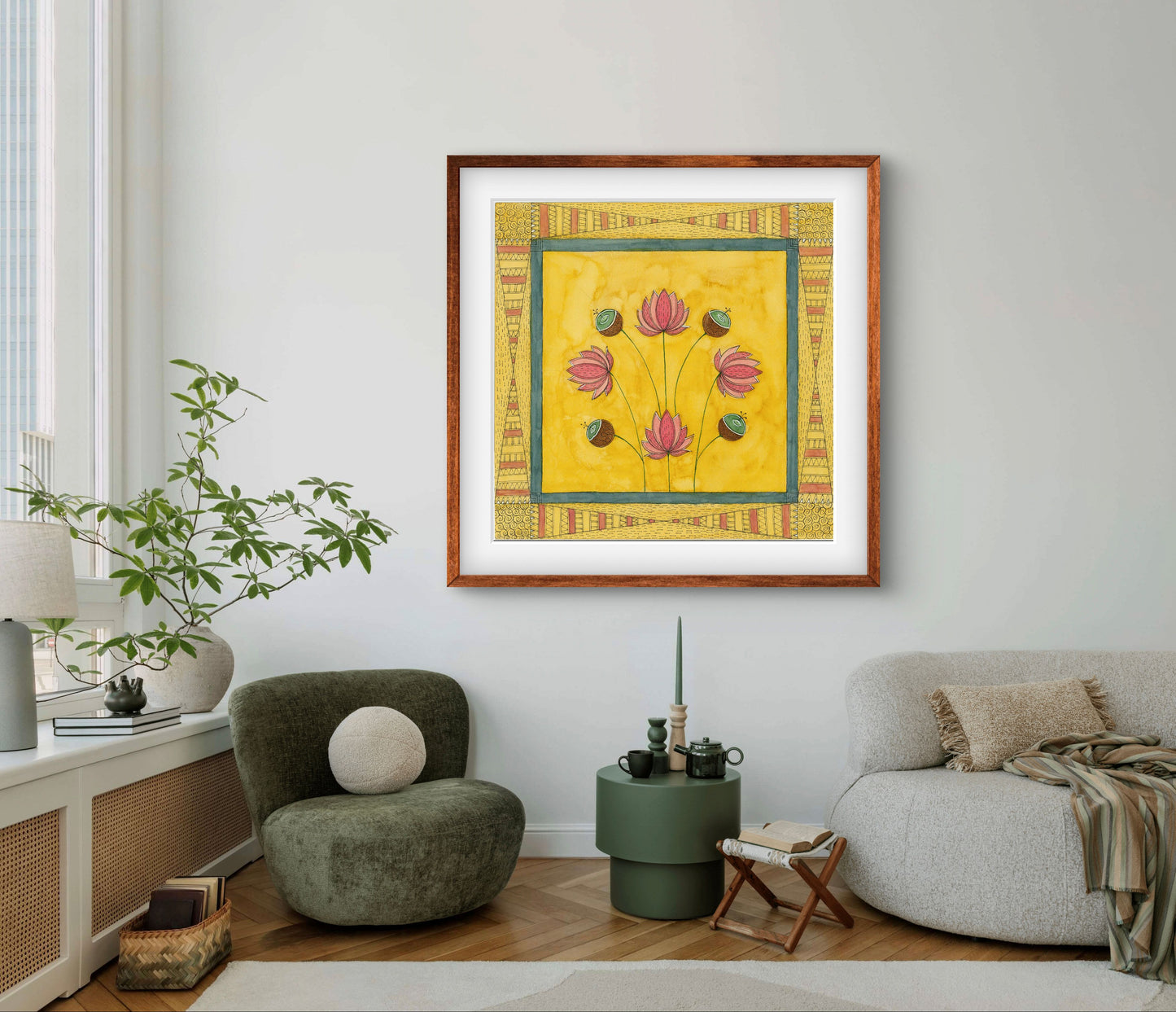 "Madhubani Motif Artwork - Vintage Indian Folk Art Print II | ZenS Art"