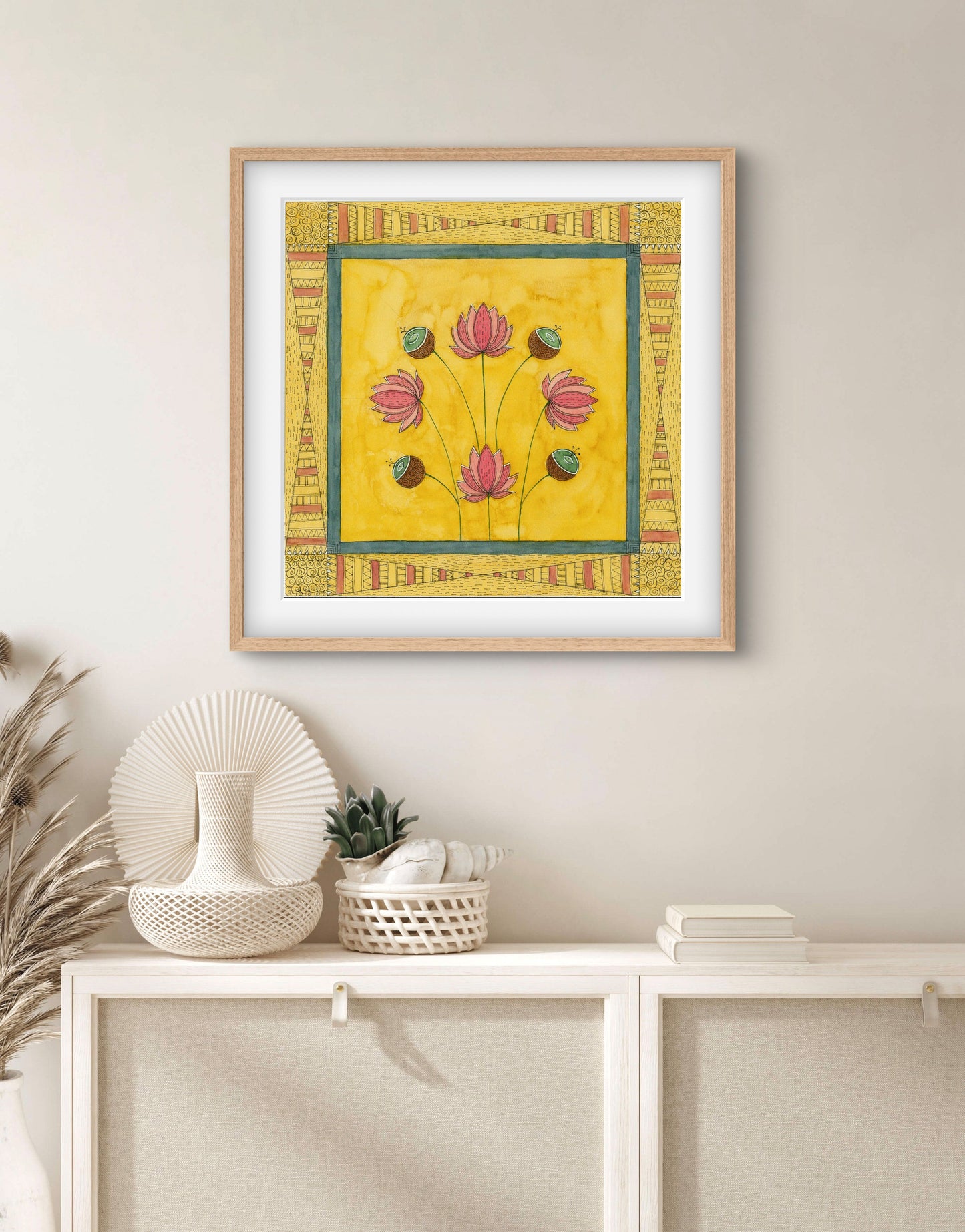 "Madhubani Motif Artwork - Vintage Indian Folk Art Print II | ZenS Art"