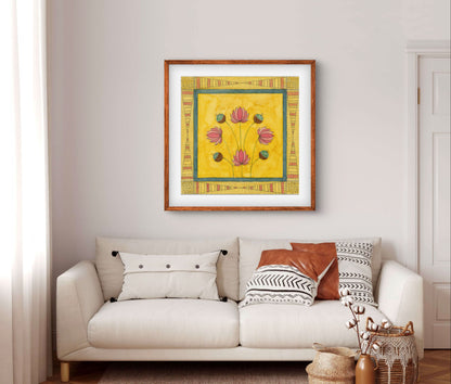 "Madhubani Motif Artwork - Vintage Indian Folk Art Print II | ZenS Art"