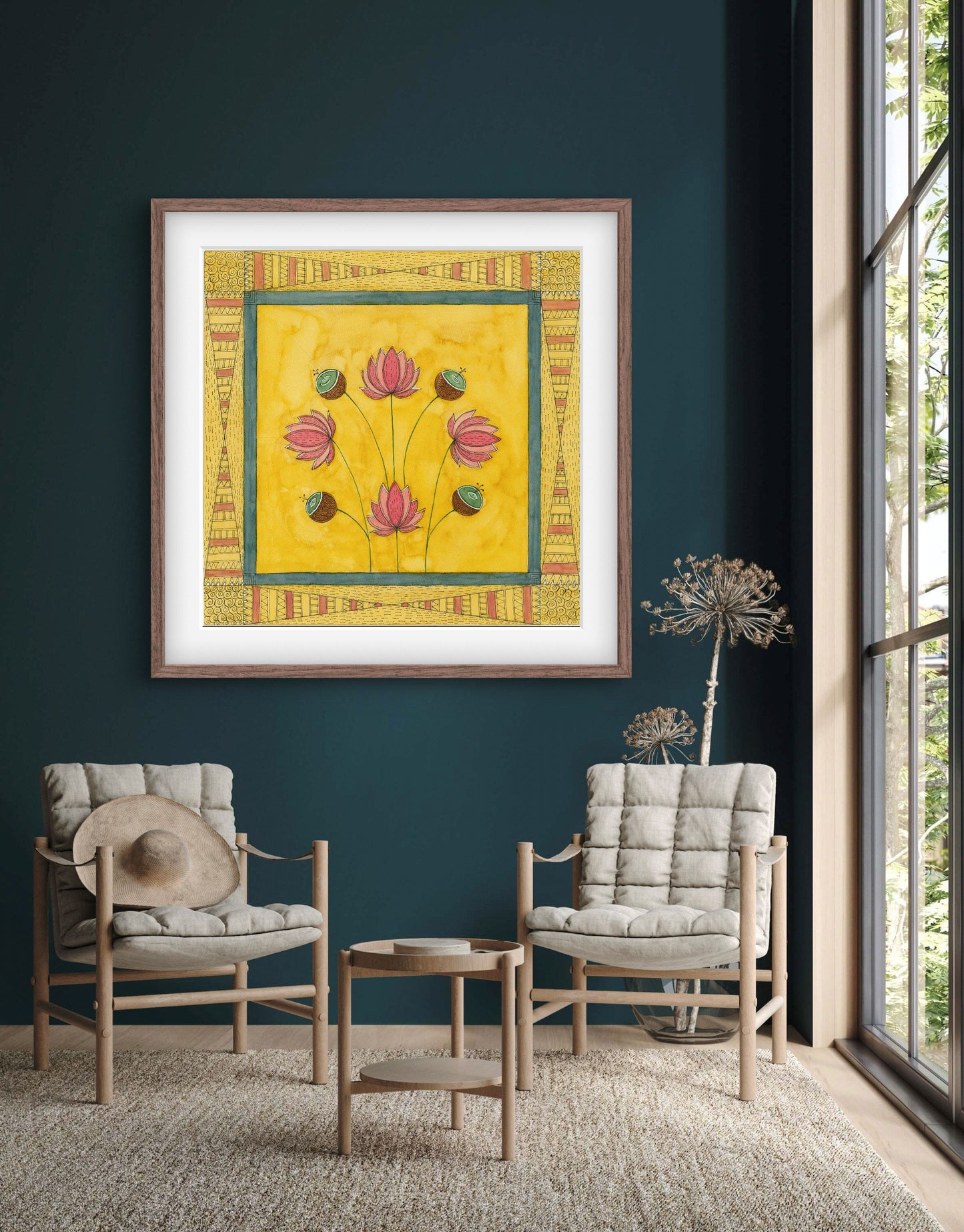 "Madhubani Motif Artwork - Vintage Indian Folk Art Print II | ZenS Art"