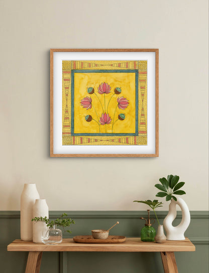 "Madhubani Motif Artwork - Vintage Indian Folk Art Print II | ZenS Art"