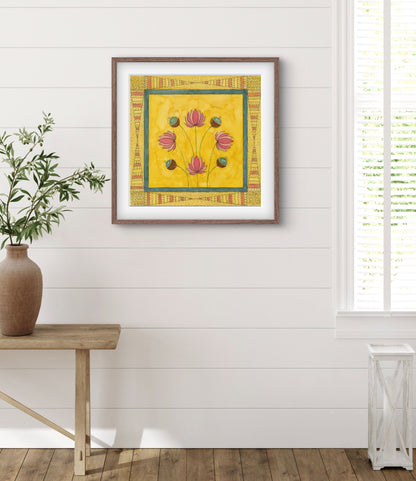 "Madhubani Motif Artwork - Vintage Indian Folk Art Print II | ZenS Art"