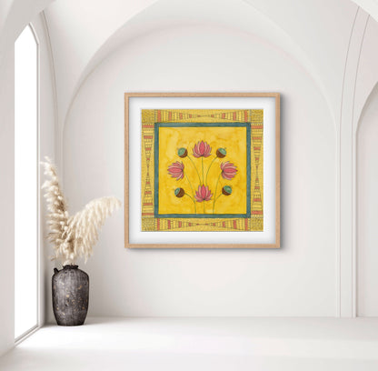 "Madhubani Motif Artwork - Vintage Indian Folk Art Print II | ZenS Art"