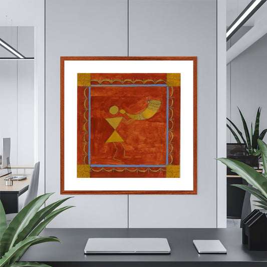 Ethnic Warli Folk Wall Art - V - Traditional Indian Print - ZenS Art