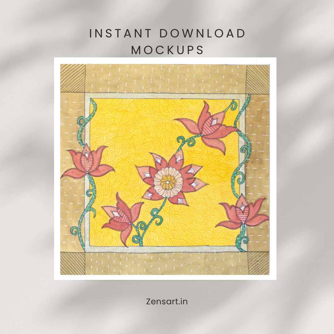 Lotus Floral Folk Art Printable | Cottagecore Wall Decor | Instant Download