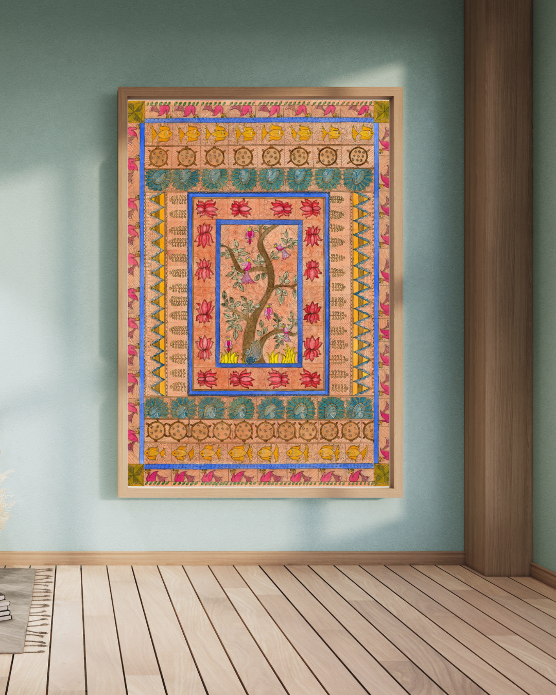 Bird & Floral Folk Art Printable | Vintage Wall Decor | Digital Download