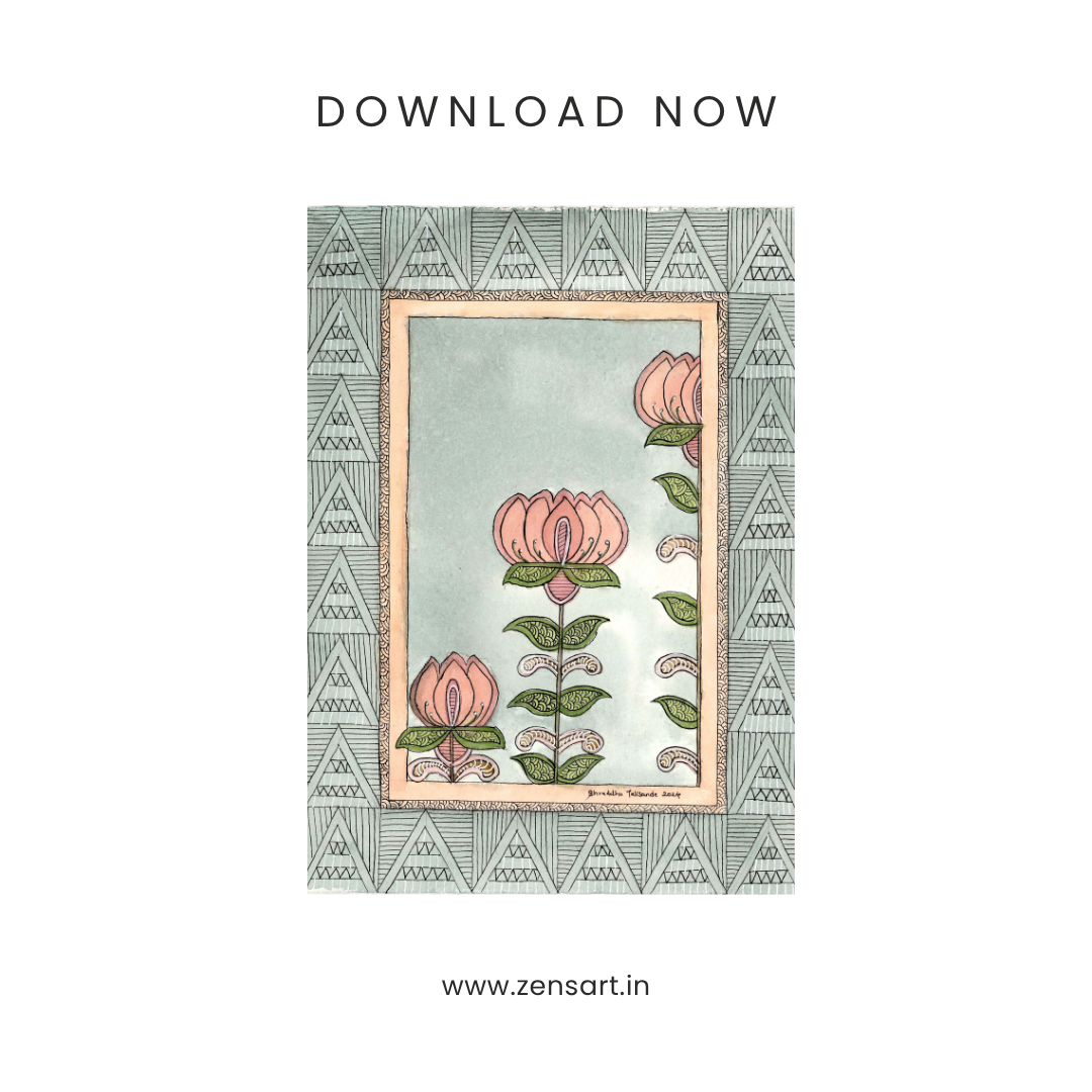Madhubani Lotus Printable Art