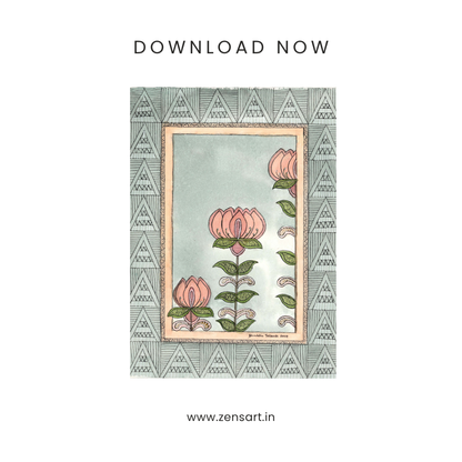 Madhubani Lotus Printable Art
