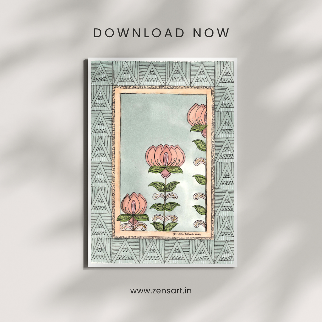 Madhubani Lotus Printable Art