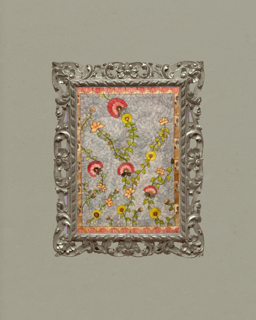 Vintage Madhubani Floral Printable | Indian Folk Art | Botanical Wall Art