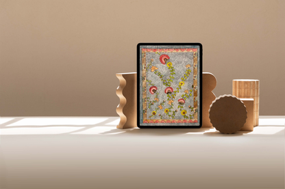 Vintage Madhubani Floral Printable | Indian Folk Art | Botanical Wall Art