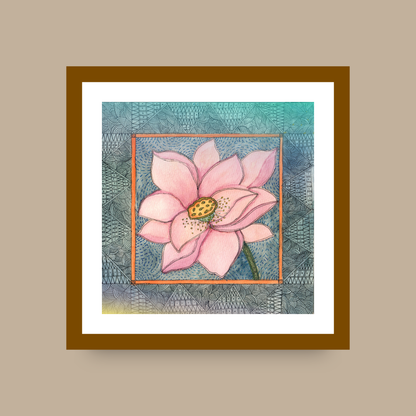 Pink Lotus Printable | Botanical Folk Art | Meditation Room Decor Download I Digital Download