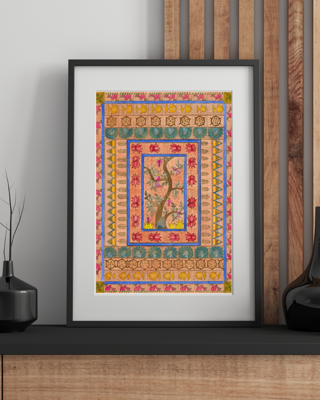 Bird & Floral Folk Art Printable | Vintage Wall Decor | Digital Download