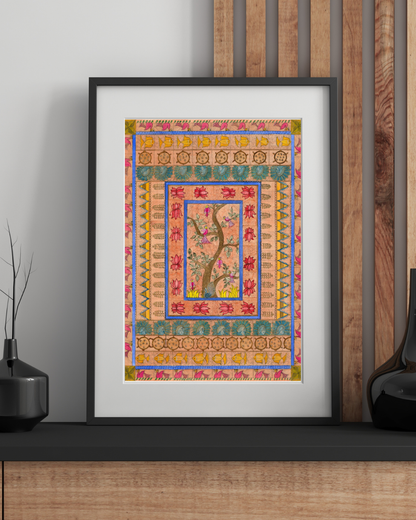 Bird & Floral Folk Art Printable | Vintage Wall Decor | Digital Download