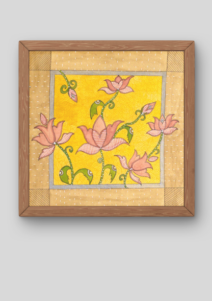 Lotus Floral Folk Art Printable | Cottagecore Wall Decor | Instant Download