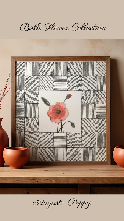 August Poppy Birth Flower Printital product