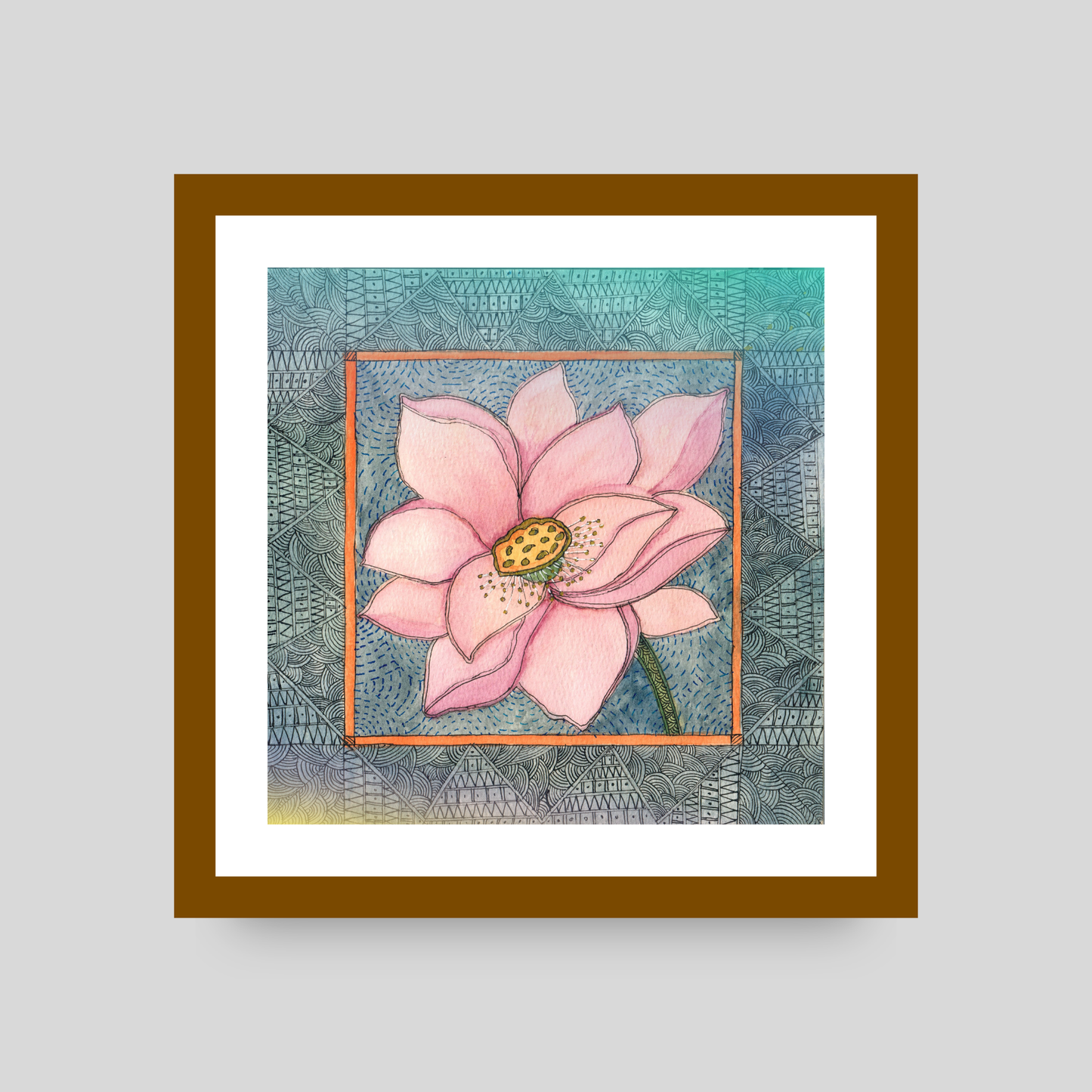 Pink Lotus Printable | Botanical Folk Art | Meditation Room Decor Download I Digital Download