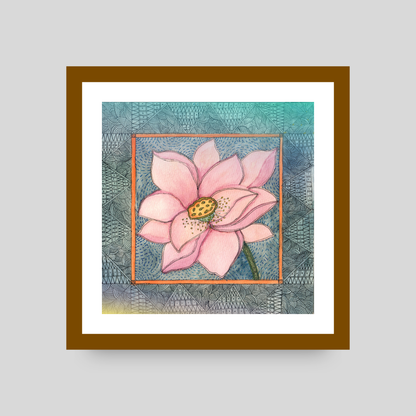 Pink Lotus Printable | Botanical Folk Art | Meditation Room Decor Download I Digital Download