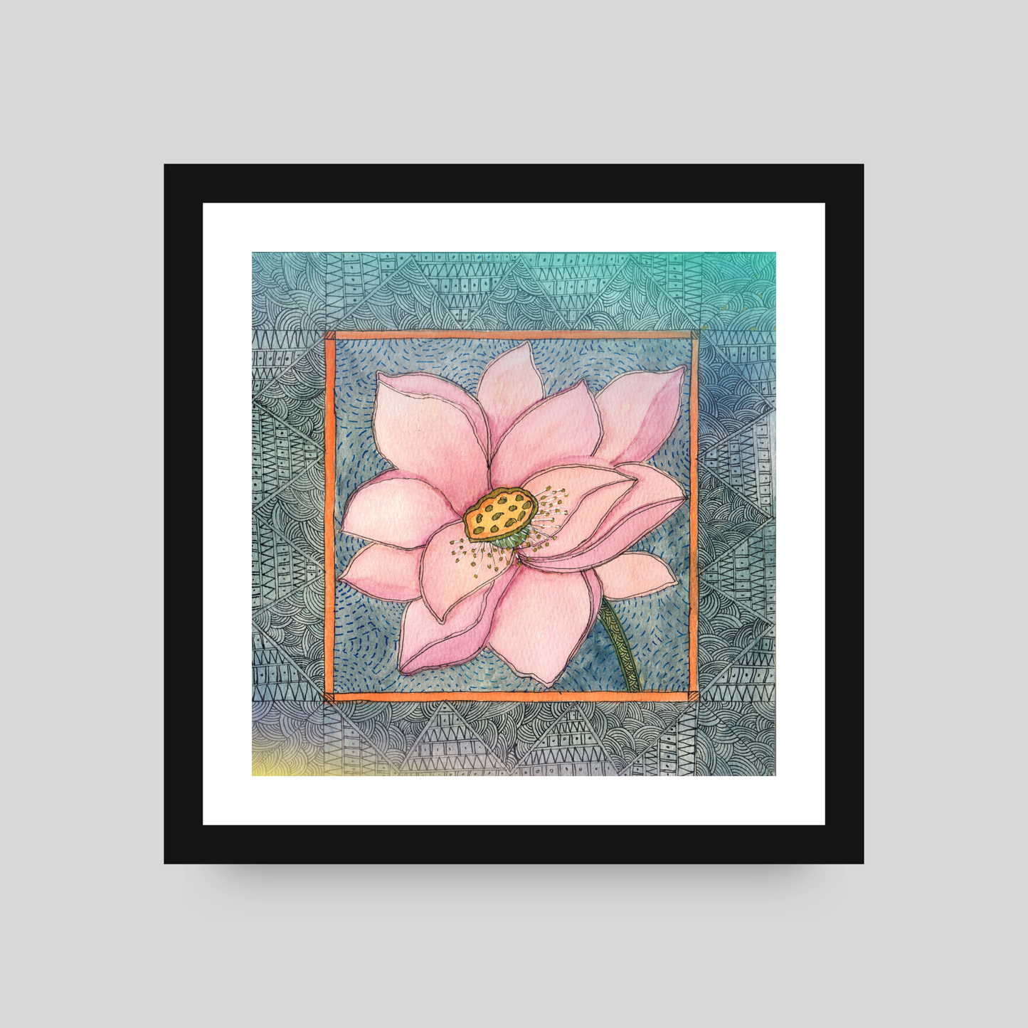 Pink Lotus Printable | Botanical Folk Art | Meditation Room Decor Download I Digital Download