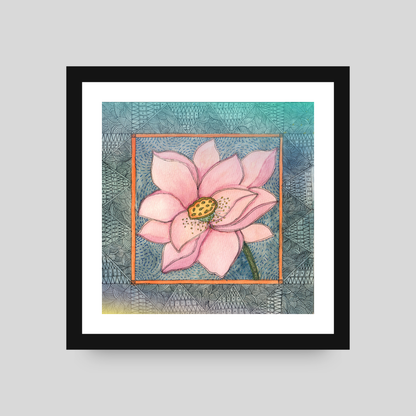 Pink Lotus Printable | Botanical Folk Art | Meditation Room Decor Download I Digital Download