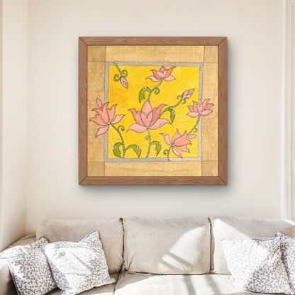 Lotus Floral Folk Art Printable | Cottagecore Wall Decor | Instant Download