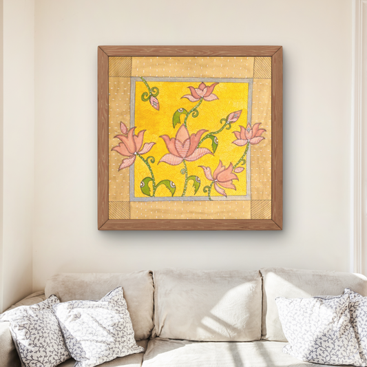 Lotus Floral Folk Art Printable | Cottagecore Wall Decor | Instant Download
