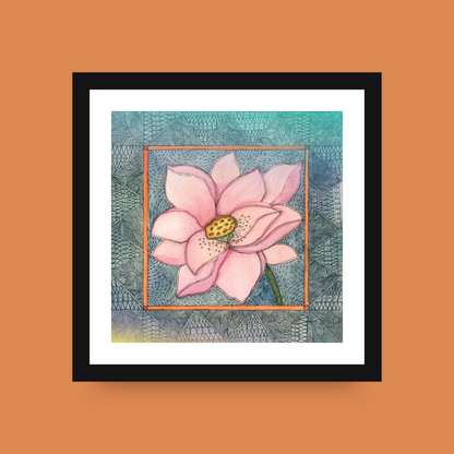 Pink Lotus Printable | Botanical Folk Art | Meditation Room Decor Download I Digital Download