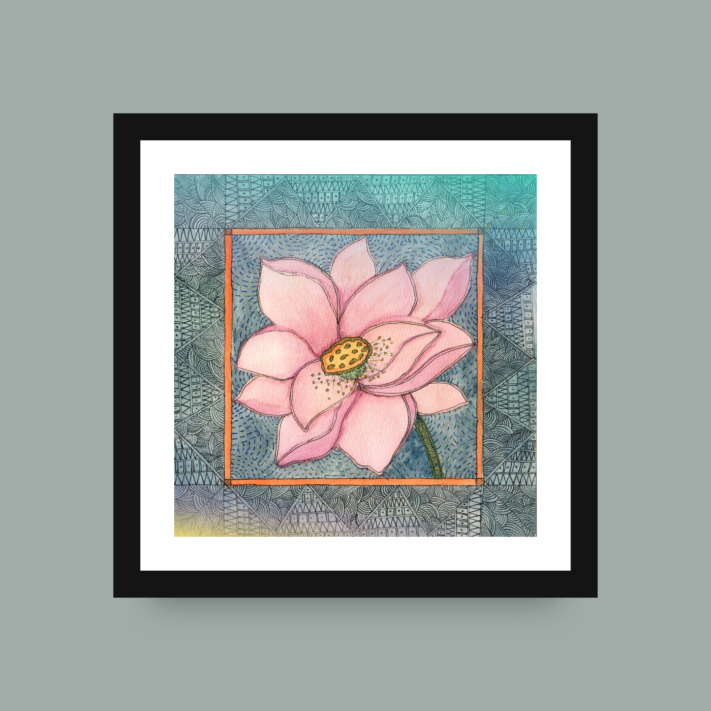 Pink Lotus Printable | Botanical Folk Art | Meditation Room Decor Download I Digital Download