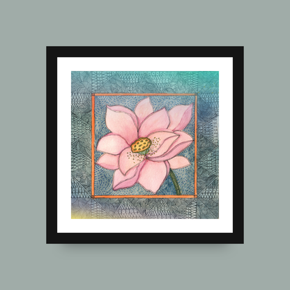 Pink Lotus Printable | Botanical Folk Art | Meditation Room Decor Download I Digital Download