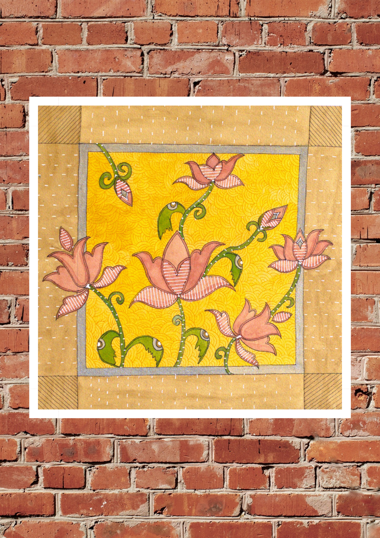 Lotus Floral Folk Art Printable | Cottagecore Wall Decor | Instant Download
