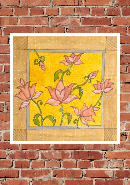 Lotus Floral Folk Art Printable | Cottagecore Wall Decor | Instant Download