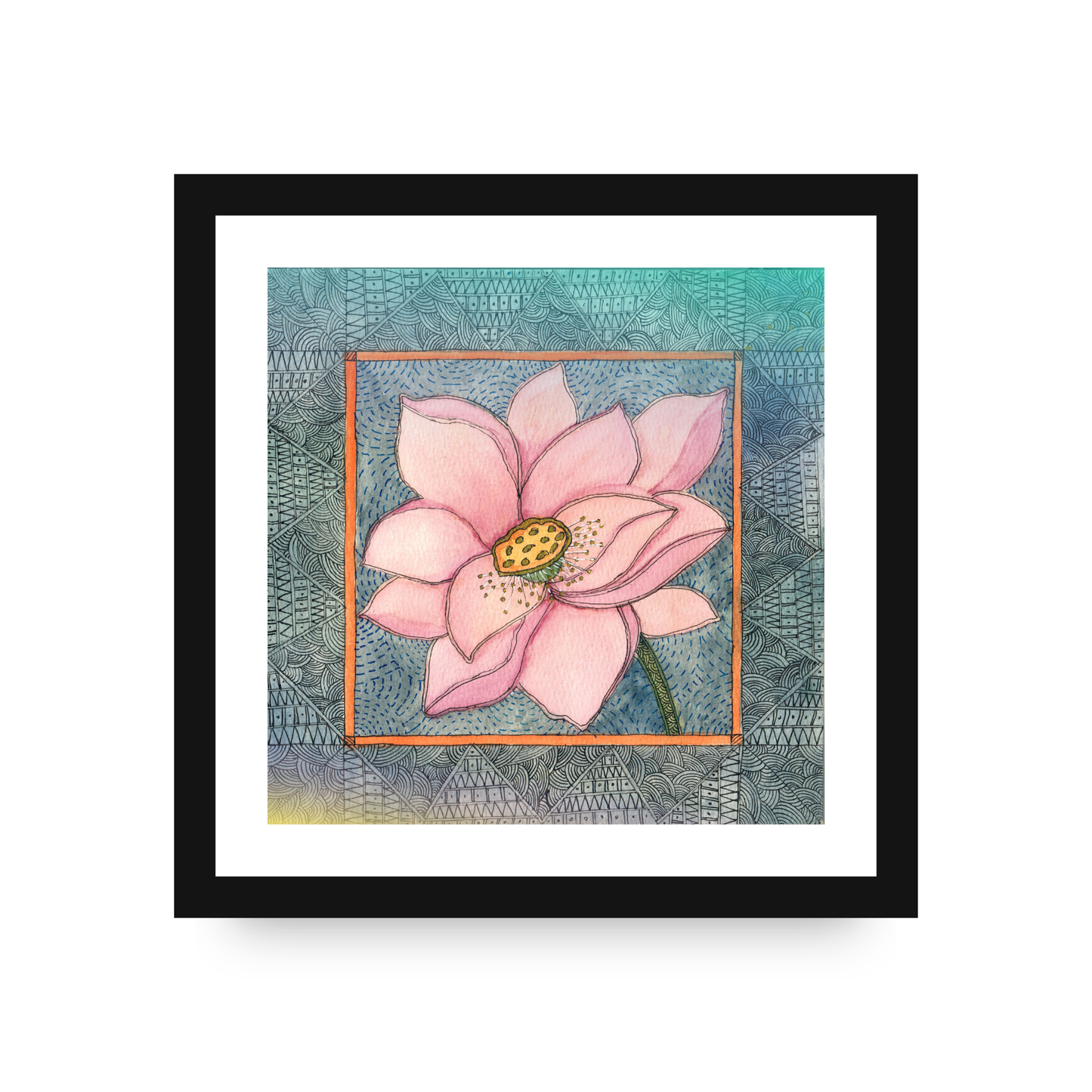 Pink Lotus Printable | Botanical Folk Art | Meditation Room Decor Download I Digital Download