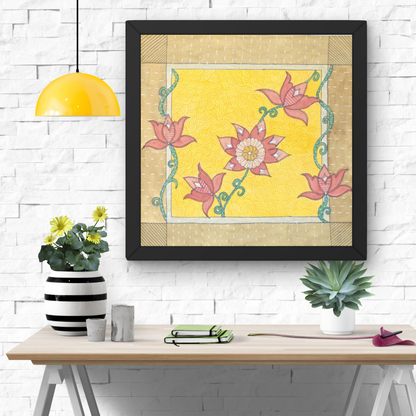 Lotus Floral Folk Art Printable | Cottagecore Wall Decor | Instant Download