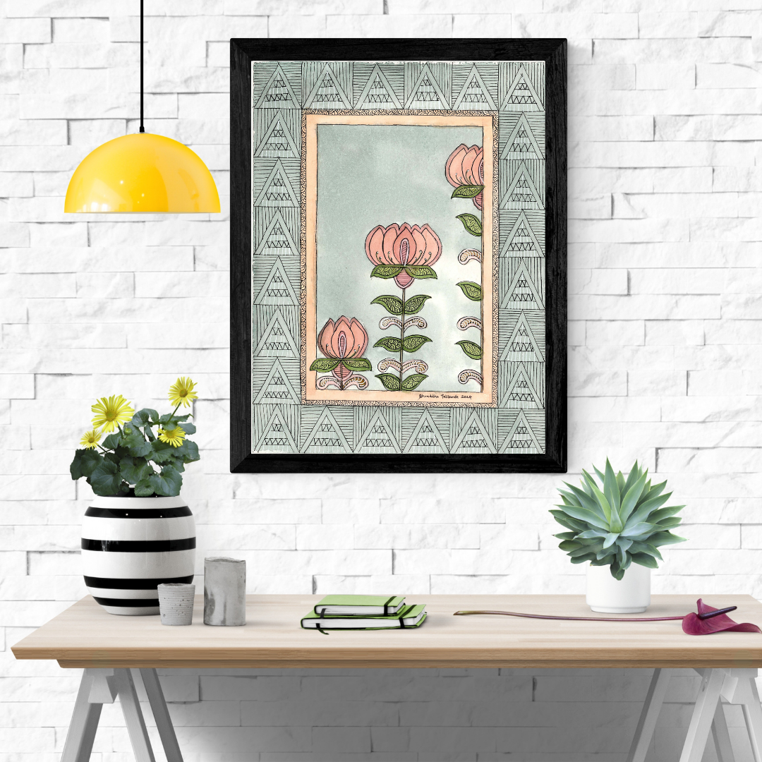 Madhubani Lotus Printable Art