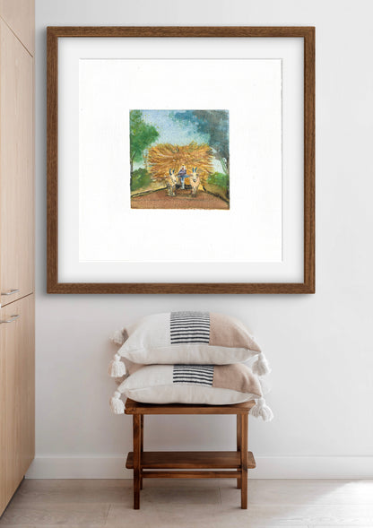 "Indian Village IV Miniature Art Print - Traditional Folk Painting - ZenS Art"