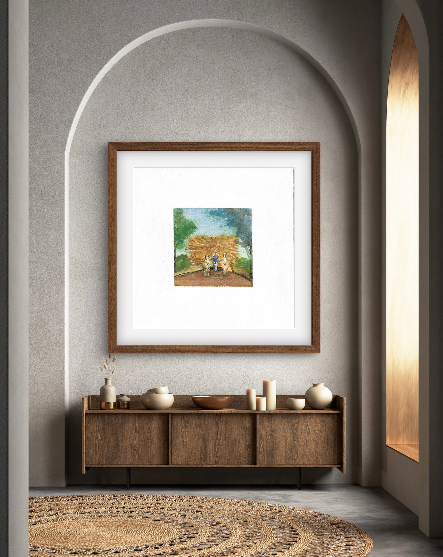 "Indian Village IV Miniature Art Print - Traditional Folk Painting - ZenS Art"