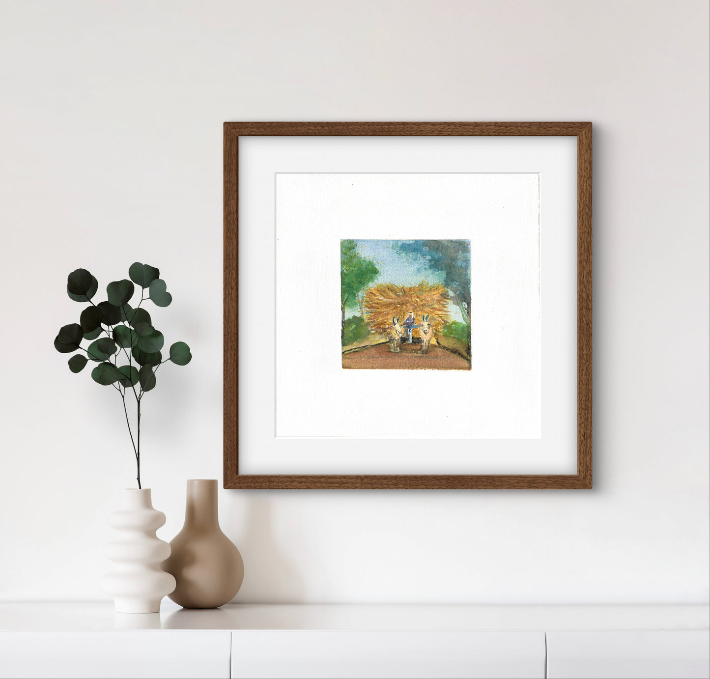 "Indian Village IV Miniature Art Print - Traditional Folk Painting - ZenS Art"