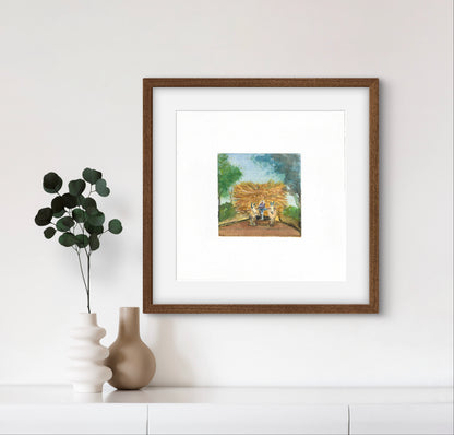 "Indian Village IV Miniature Art Print - Traditional Folk Painting - ZenS Art"