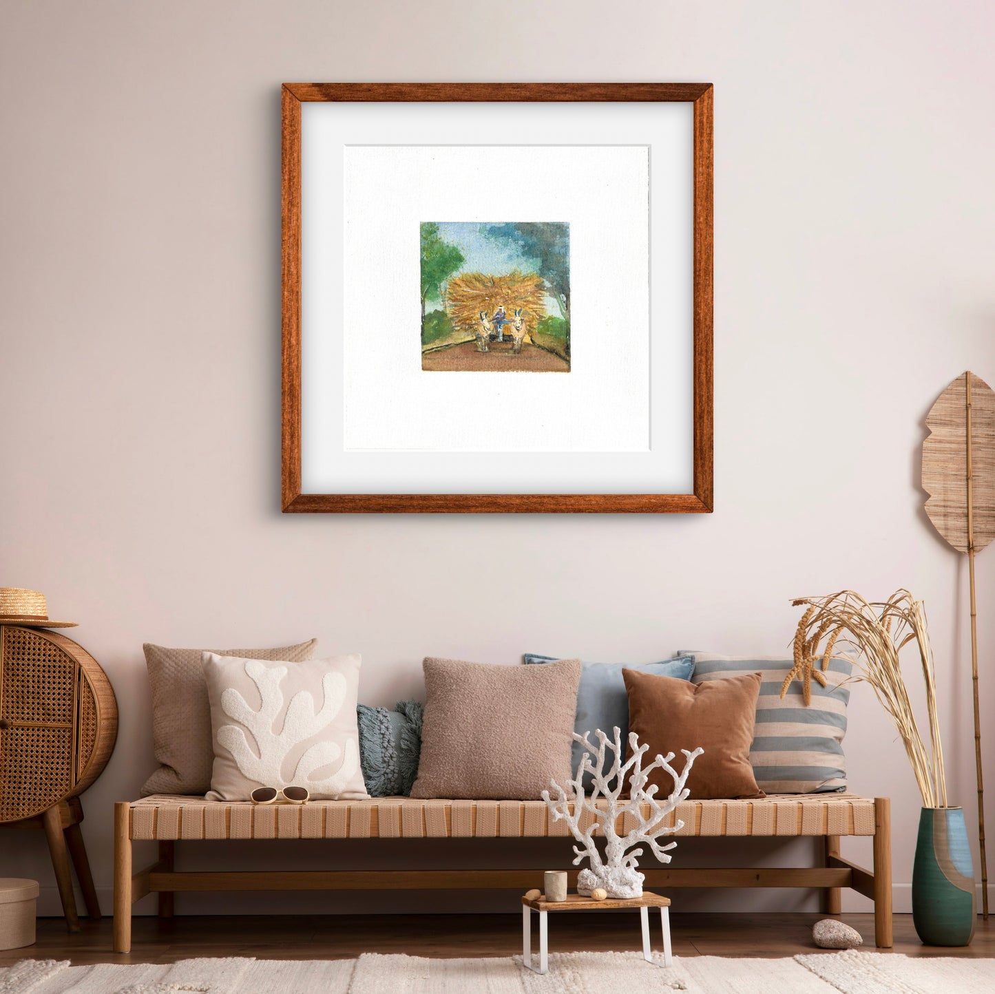 "Indian Village IV Miniature Art Print - Traditional Folk Painting - ZenS Art"